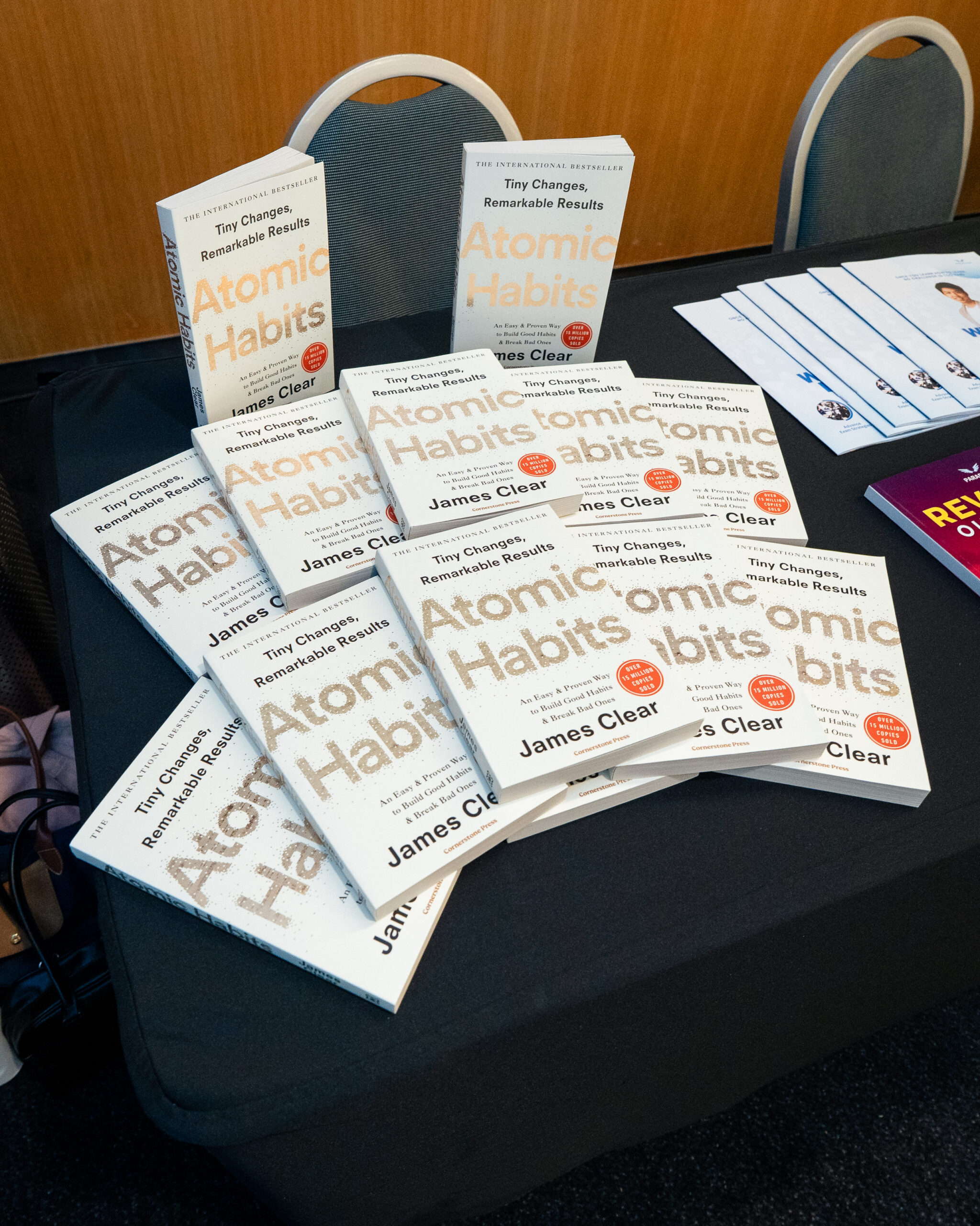 Atomic Habits books used as part of the workshop learning resources