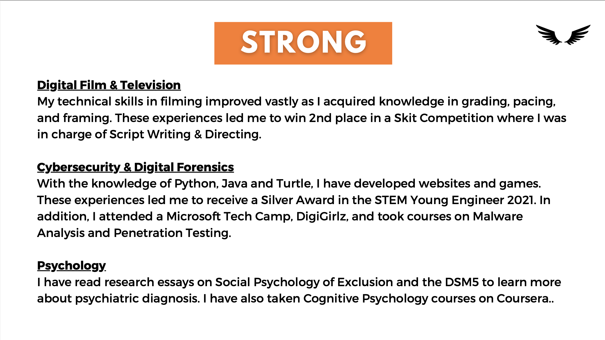EAE Write Up | Sample, Example & Template | 600 & 1000 Character