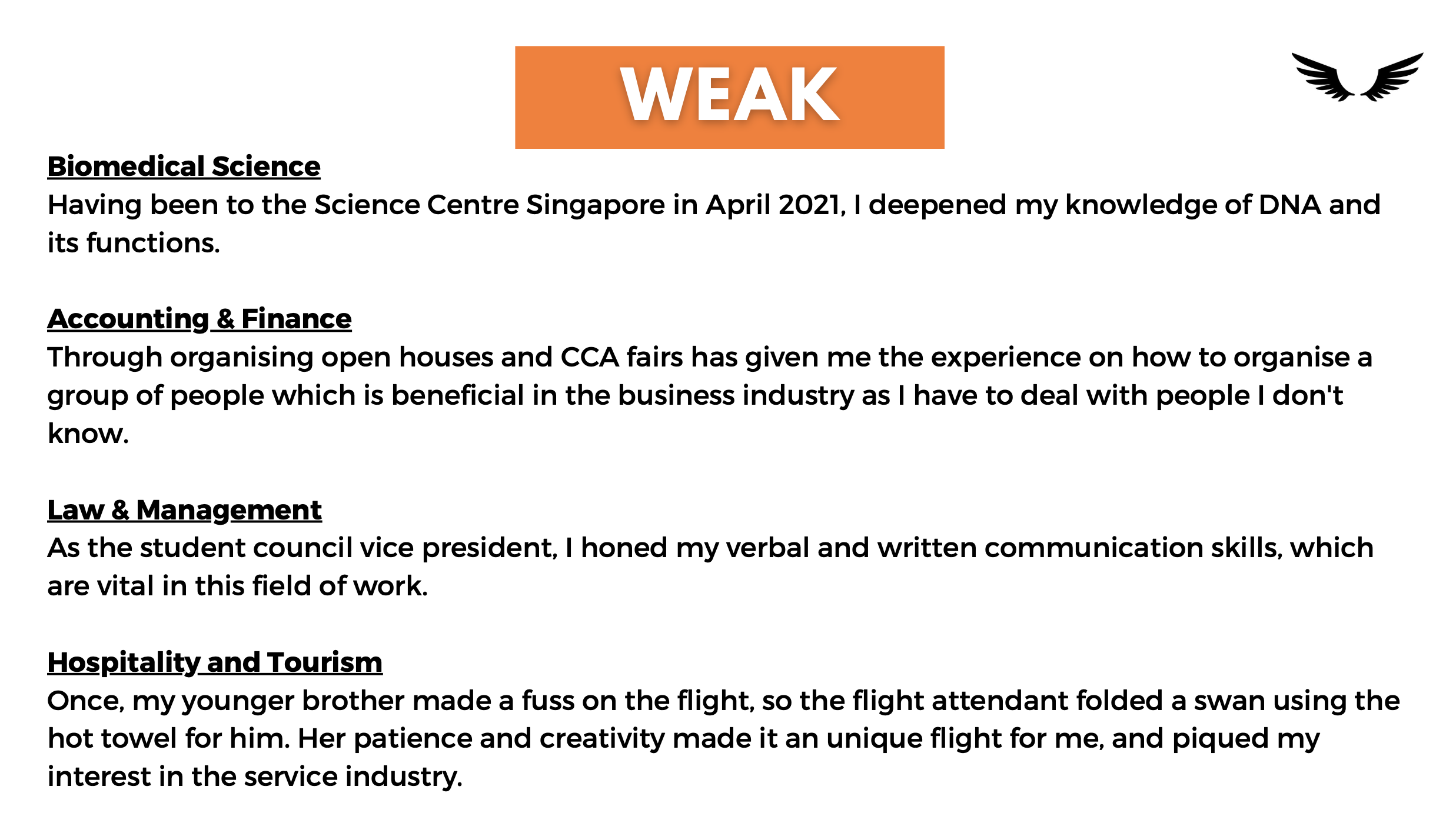 EAE Write Up | Sample, Example & Template | 600 & 1000 Character